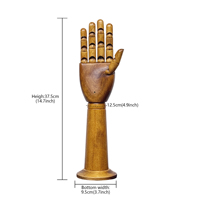 Présentoir mannequin homme vintage en bois brun de 36 cm sans tête avec poignet rotatif pour gants, bijoux, lunettes et montres
