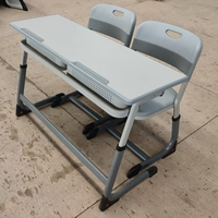 Offre Spéciale : Ensemble Table et Chaise Scolaire Double en Métal Réglable – Bureau et Chaise pour Étudiants en Classe