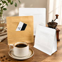 Sachet d'emballage de café personnalisé de qualité supérieure avec fermeture éclair refermable, valve et fond plat en papier kraft