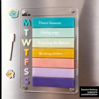 Tableau magnétique en acrylique pour réfrigérateur avec calendrier mensuel/hebdomadaire/quotidien effaçable pour notes et planning, personnalisable, inclut 1