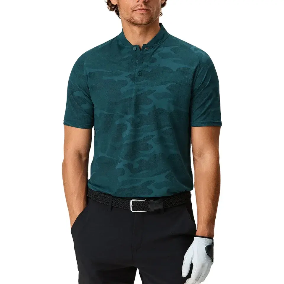 Dark colored Pattern printing golf pure polyester spandex camo for men polo tee shirt
