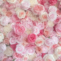 NINI Panneau de toile de fond floral 3D enroulable, mur de fleurs artificielles roses en fausse soie pour décoration de scène de mariage et d'événements