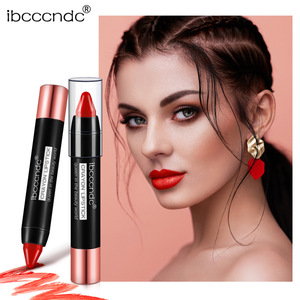 Ibcccndc Delineador de labios y lápiz labial Tinta mate Retráctil Maquillaje de larga duración Crayón de labios de terciopelo metálico - Product Image 2