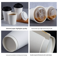 Gobelets en papier à double paroi avec logo personnalisé et couvercles, 8oz, 12oz, 16oz, 20oz, 22oz, revêtement PE, pour boissons chaudes, pour café à emporter