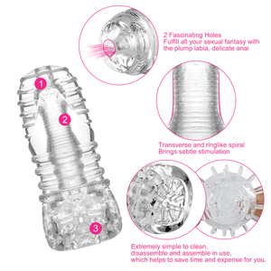 Männlicher Masturbator Sexspielzeug Taschenmuschi Stroker Handjob Eichel-Trainingsgerät Penis-Trainer Massagegerät Offenes Endstück Spielzeug - Product Image 2