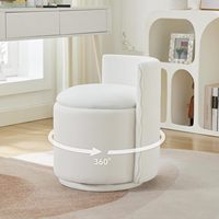 Hanyee 360 °   Tabouret de coiffeuse pivotant avec rangement, dossier incurvé texturé ondulé, tabouret rond pour maquillage, idéal pour chambre à coucher et bureau de coiffeuse