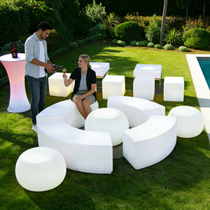 Juego de Muebles de Jardín para Exteriores, Mesa y Sillas de Cóctel Iluminadas con LED RGB de Plástico, para Uso en Bares Domésticos, Resistentes al Agua IP65-IP68, 16 <span class=keywords><strong>Colores</strong></span> Cambiantes - Product Image 4