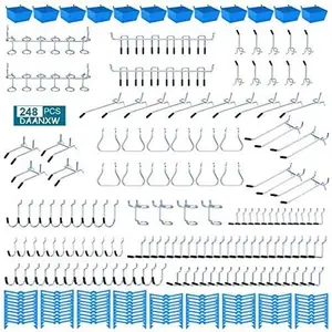 248 pcs Pegboard Kit tường tổ chức hội đồng quản trị thể thao một Bộ kim loại Pegboard Hooks hiển thị đứng