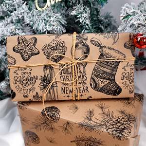 Wholesale 80g Double-Sided Kraft Print <b>Christmas</b> Custom 43cm X 10m Roll Wrapping Paper for Packaging - Product Image 2