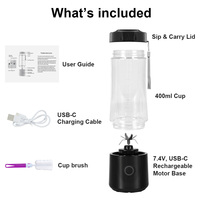 Draagbare zelfreinigende elektrische blender 6 roestvrijstalen messen Mini-sapcentrifuge USB oplaadbaar 400 ml waterdicht buiten auto RV