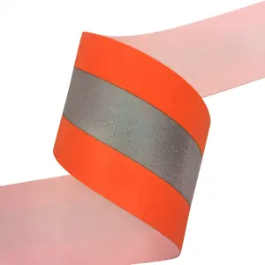 Orange Aramid fiber FR Fabric retro reflective Sew On trim strip Fire Proof Flame Retardant Reflective tape for fireman uniform