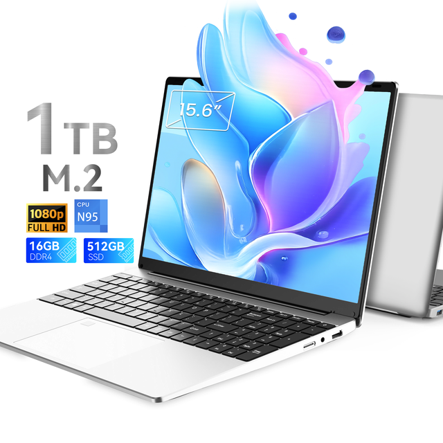 New 15.6" Laptop Intel N95 Quad-Core 1.7GHz 16GB RAM 512GB SSD Windows 11 Business Edition FHD 60Hz IPS Screen English Keyboard
