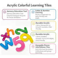 Lettres et chiffres en acrylique translucide découpés au laser en gros, matériel Montessori pour table lumineuse pour l'éducation préscolaire et la maternelle