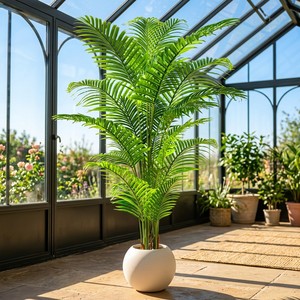 Palma Artificiale Realistica Grande in Vaso, Palma Areca Simulata <span class=keywords><strong>per</strong></span> Arredamento Interno Casa Ufficio, Stile Nordico Verde - Product Image 2