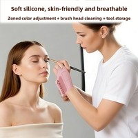 Bracelet de maquillage en silicone avec emplacements pour pinceaux - Palette portable pour mélanger le fond de teint et tapis de nettoyage rapide des pinceaux