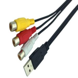 สาย USB เป็น 3Rca Av สายสัญญาณเสียง แกนทองแดง ชายต่อหญิง ใช้สำหรับโฮมเธียเตอร์ - Product Image 1