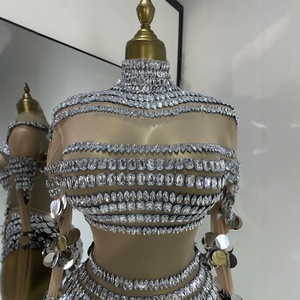 Traje de lentejuelas plateadas con efecto explosión y diamantes brillantes <span class=keywords><strong>para</strong></span> Shang Yan Dozen Song bar Gogo Lead Dance Stage - Product Image 3