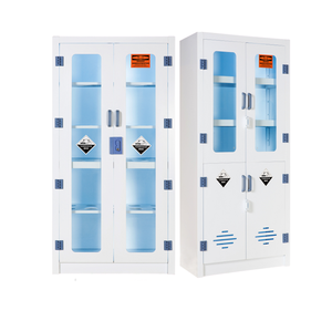 Chemical PP storage cabinet with temper glass doors