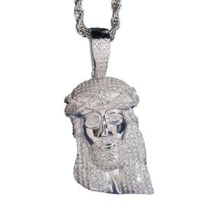 Colgante de Cabeza de Jesús Estilo Hip Hop para Mujer, Chapado en Oro Rosa, Plata de Ley 925, con Incrustaciones de Moissanita VVS, Joyería de Diamantes, Accesorio de Colgante - Product Image 1