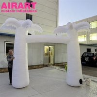 Décorations d'entrée pour événements à vendre : Arche gonflable personnalisée en forme de cocotier blanc avec éclairage LED