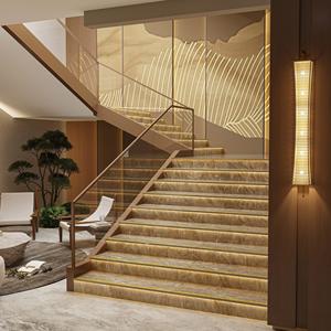 Baldosa de Escalera <span class=keywords><strong>con</strong></span> Incrustaciones Doradas Brillantes de 480x1200mm, Resistente al Desgaste, Antideslizante, <span class=keywords><strong>con</strong></span> Acabado Metálico, para Apartamentos y Escuelas - Product Image 2