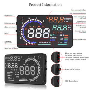 Lancol Hot Bán 5.5 inch LCD dự HUD xe overspeed báo động OBD2 với nhiệt độ nước giám sát <span class=keywords><strong>Heads</strong></span> up hiển thị - Product Image 4