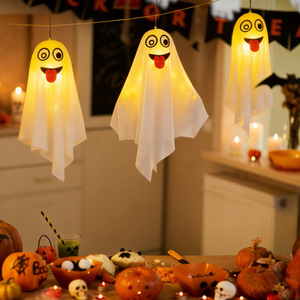 Decoración Colgante LED de Tela con Forma de Fantasma para Halloween, Lámpara de Araña para Fiestas de Terror, Patios y Festivales - Product Image 1