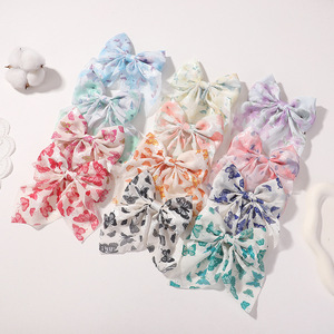 Alta calidad mariposa impresa cinta de satén lazos horquillas <span class=keywords><strong>Clips</strong></span> niñas Bowknot horquilla para niños accesorios para el cabello - Product Image 2