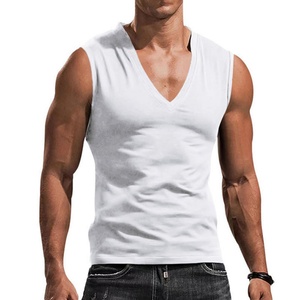 Camiseta Deportiva Personalizada al por Mayor para Hombre, Estilo Casual, 100% Algodón, Cuello en V, para Gimnasio, Entrenamiento, Camiseta Interior de Punto - Product Image 1
