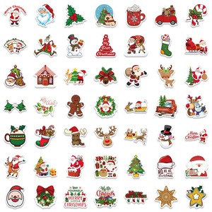 Ensemble d'autocollants décoratifs auto-adhésifs en forme de rennes de Noël, 100 pièces, pour la décoration des fêtes - Product Image 2