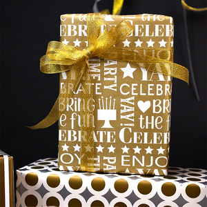 Papel de regalo personalizado de fábrica 43*300 cm Embalaje de papel de regalo de oro de cumpleaños - Product Image 3