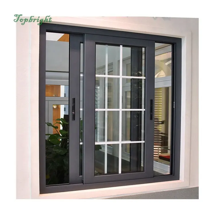 American Grill Design Balcony Window Double Glazed Aluminum Glass Sliding Windows with Reasonable Price