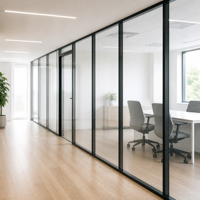 Cloisons en verre à cadre en aluminium moderne, épaisseur 8 mm, tailles personnalisées, installation facile pour chambre, salle à manger, bureaux à domicile, magasins