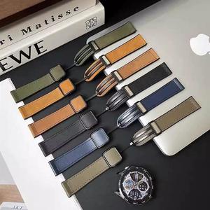 Nouveau bracelet de montre en cuir et silicone pour Samsung Watch4 Huawei GT5 Xiaomi Band 9pro 18mm 20mm 22mm Boucle magnétique carrée - Product Image 1