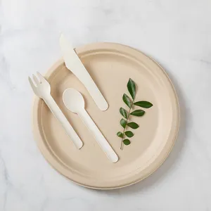 Compostable için çevre dostu şeker kamışı yuvarlak tabak