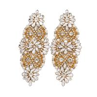 Patch Applique en Strass Cristal avec Perles Perlées Embellissements DIY Appliques de Couture pour Robe, Coiffes, Jarretières, Chaussures