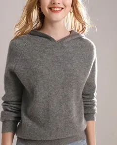 Maglione di Cashmere produttore personalizzato di alta qualità Kashmir maglione da donna maglia 100% lana Cashmere felpa con cappuccio