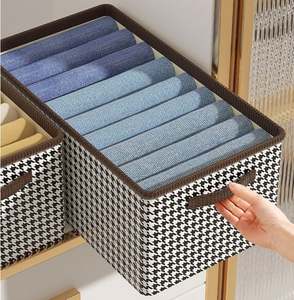 Boîtes de rangement en tissu personnalisées, paniers en tissu pliables, organisateurs de placard, contenants avec doubles poignées - Product Image 1