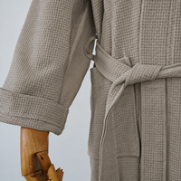 Peignoir gaufré épais pour hôtel et spa, col kimono, bien-être, unisexe, service ODM, léger, long, pour le voyage et la détente