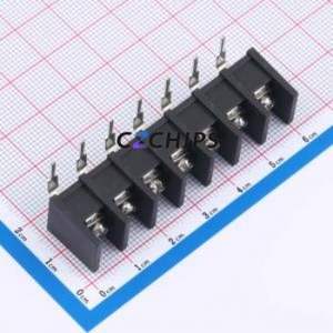 MX35R-8.25-07P-BK01-Cu-S-A Barrier Terminal Block Bent Lead Through Hole,P=8.25mm Connector Two Sides 8.25mm 1x7P Right Angle - Product Image 1