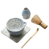 Ensemble de bols à matcha en céramique de style japonais et chinois Dehua, fouet en bambou Chasen, support pour fouet, 100 accessoires Chasen traditionnels