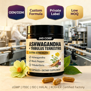 Cápsulas de Ashwagandha Complex con Extracto de <span class=keywords><strong>Tribulus</strong></span> Terrestris y Pimienta Negra, OEM ODM, Muestra y Diseño Gratuitos, MOQ Bajo, Potencia Garantizada - Product Image 1