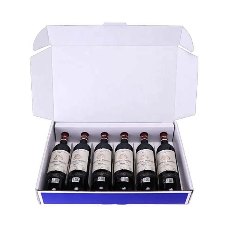 Boîte d'emballage de vin alcool, bouteille de liqueur, verre, papier carton, boîte de vin rouge, emballage avec Inserts intérieures