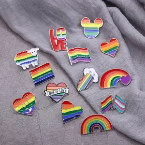 Großhandel kreative Regenbogen Herz Kleidung Label Pins Gay Pride Lgbt Flagge Emaille Pins