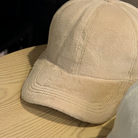 Casquette de baseball en peluche à visière bec de canard, chaude, en tissu doux, réglable, pour l'hiver, style décontracté et pour les trajets quotidiens