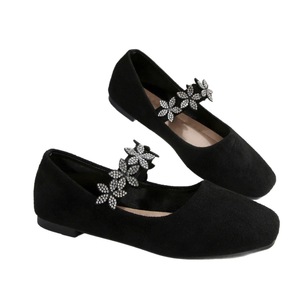 Ballerines à fleurs en strass pour femmes, chaussures décontractées en daim à talon bas - Product Image 5