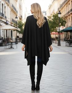 Poncho ouvert sur le devant, cape <span class=keywords><strong>et</strong></span> châle, cardigan à franges uni de luxe discret pour femme, design personnalisé - Product Image 4