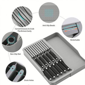 Extensible Drawer Knife Block Organizer Knife Rack <b>Kitchen</b> <b>Storage</b> Set Drawer Organizer <b>Storage</b> - Product Image 1