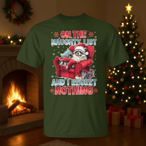 T-shirt de Noël « Feral Raccoon On The Naughty List And I Regret Nothing » - Product Image 3
