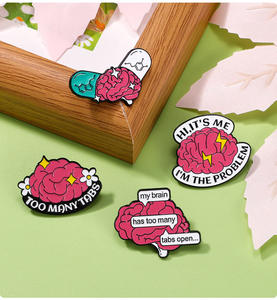 Broches antiluz <span class=keywords><strong>de</strong></span> órgano <span class=keywords><strong>de</strong></span> 4 estilos, insignias <span class=keywords><strong>de</strong></span> solapa, intestinos <span class=keywords><strong>de</strong></span> cerebro rosa, órganos humanos, letras, demasiadas pestañas, alfileres <span class=keywords><strong>de</strong></span> esmalte suave <span class=keywords><strong>de</strong></span> Metal - Product Image 2